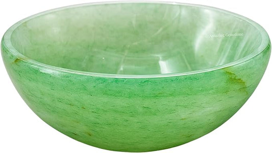 Green Aventurine (Light) Crystal Bowl - 3 Inch Decorative Bowls for Room and Home Decor - Gemstone Healing Crystals for Elegant Display, Positive Energy Balance and Gift