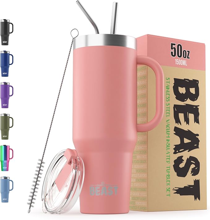 Beast 50 oz Tumbler with Handle Stainless Steel Vacuum Insulated Coffee Ice Cup by GreensSteel