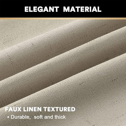 PrinceDeco Linen 100% Blackout Curtains for Bedroom/Living Room Reduce Noise Light Blocking Window Curtains Drapes for Boho Home Decor, Linen Look Fabric with White Liner (52 x 90 Inch,Cobblestone)