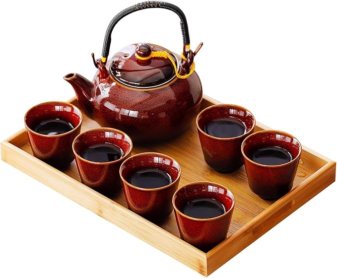 Japanese Tea Set for Adults, Porcelain Kung Fu Tea Set by REOWONU