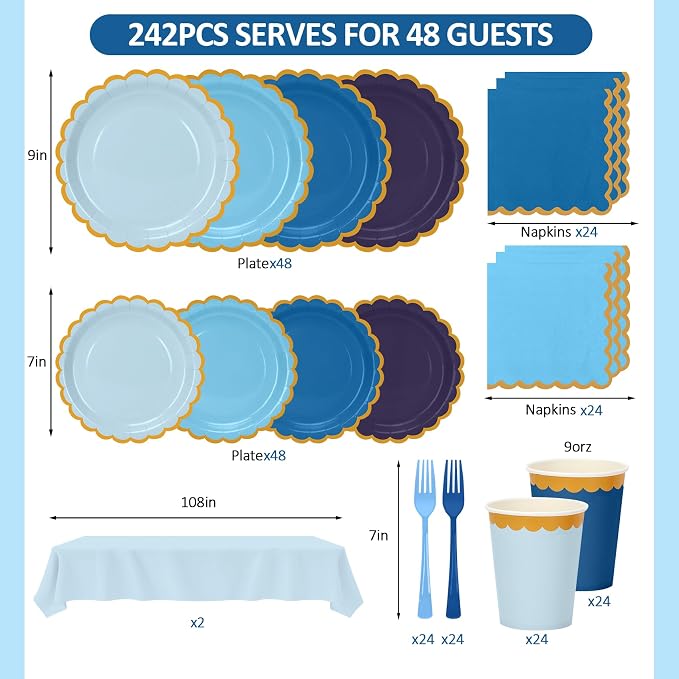 Blue Plates and Napkins Party Supplies - Image 2