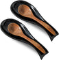 Ceramic Spoon Rest for Stove Top,Large 8.7 Inch Spoon Holder for Kitchen Counter,Porcelain Utensil Rest for Thankgiving and Christmas Gift,Dishwasher Safe and Heat-Resistant,Black(2 PC)