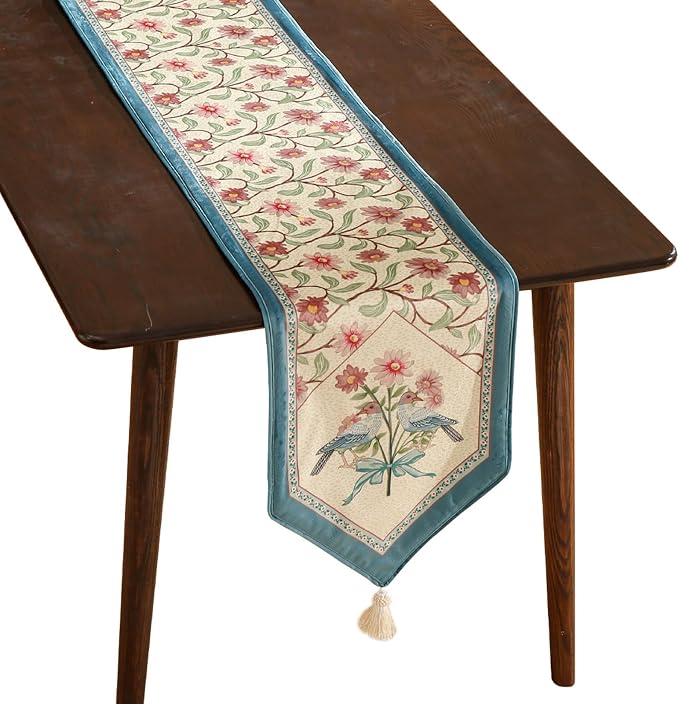 Patdrea Designer Elegant Velvet Table Runner, Colorful Floral Pattern, by patdrea