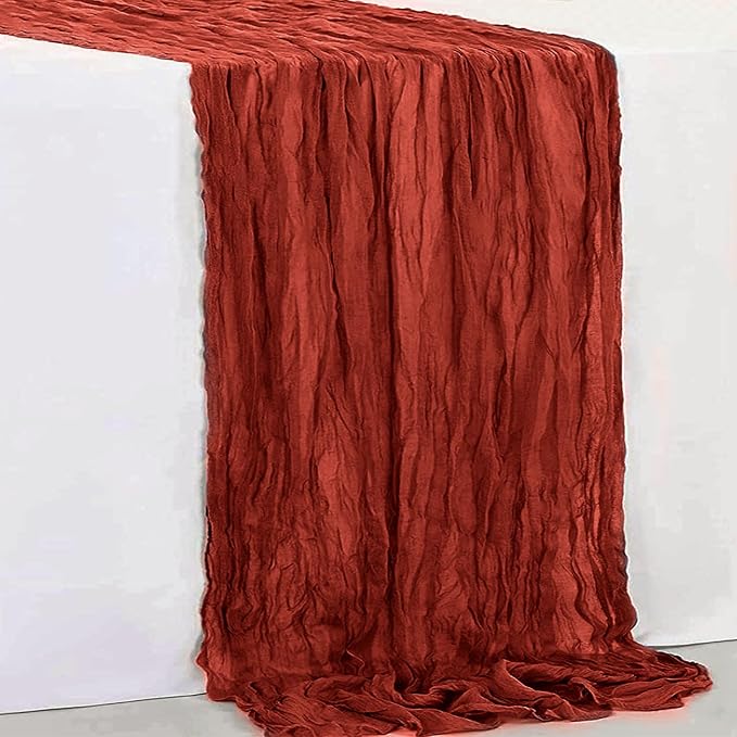 10 Pack Terracotta Christmas Cheesecloth Table Runner 35x120 Inch 10Ft Rustic - Image 7