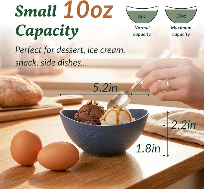 Wheat Straw Bowls 10 OZ Small Serving Bowls Unbreakable Dessert Bowls - Image 2