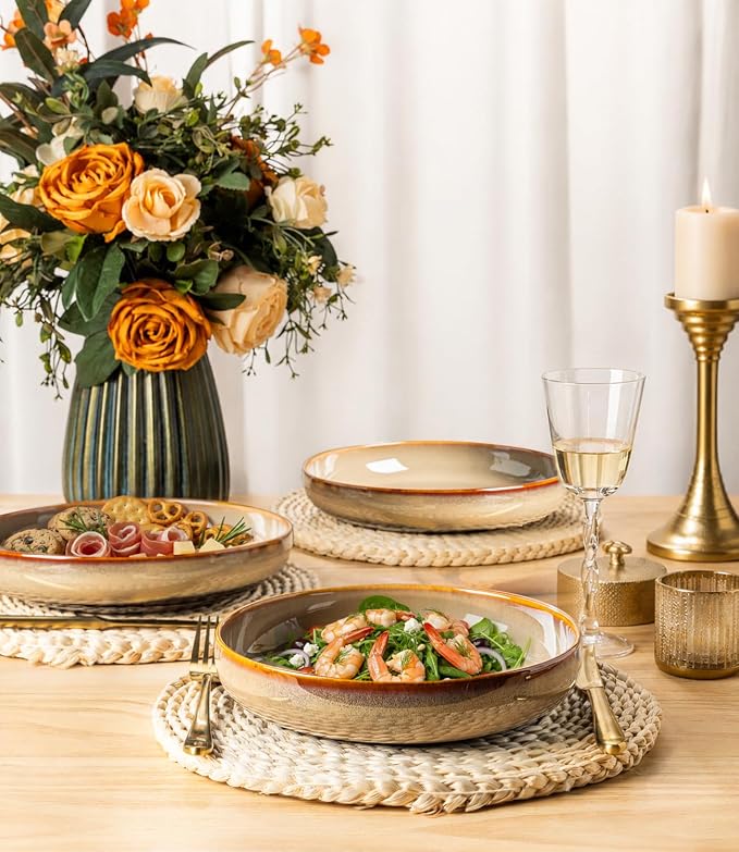 8.5" Ceramic Pasta Bowls Set of 4, Salad Bowls | Versatile Serving Bowls - Image 3