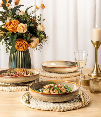 8.5" Ceramic Pasta Bowls Set of 4, Salad Bowls | Versatile Serving Bowls - Image 3