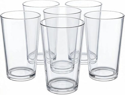 Clear Plastic Reusable Drinking Glasses set 6, 12oz Iced Tea Cups | BPA Free by WEXINHAO