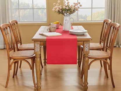 YATOJUZI Red Table Runner Christmas Kitchen Dining Coffee Table Decorations Red - Image 4