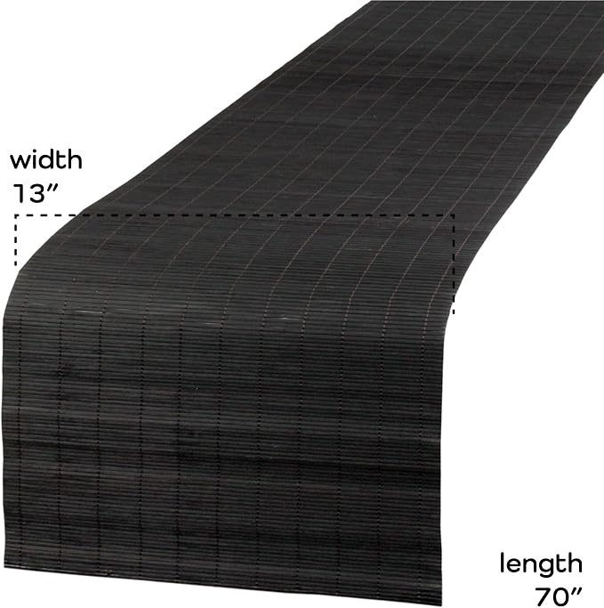 BambooMN Black Bamboo Matchstick Table Runner, 1 Piece | Natural, Home Décor - Image 4