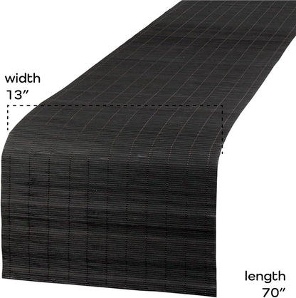 BambooMN Black Bamboo Matchstick Table Runner, 1 Piece | Natural, Home Décor - Image 4