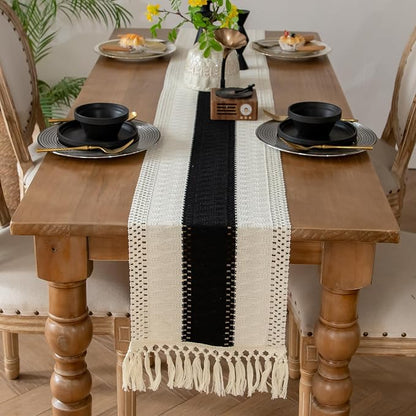 EMMTEEY Boho Table Runner with Tassels 72 Inches Long, Scratch & Heat Resistant by EMMTEEY