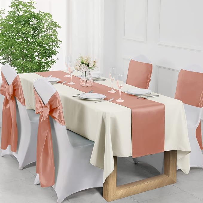 Manyshofu Rose Gold Satin Table Runner 12x72 - Image 5