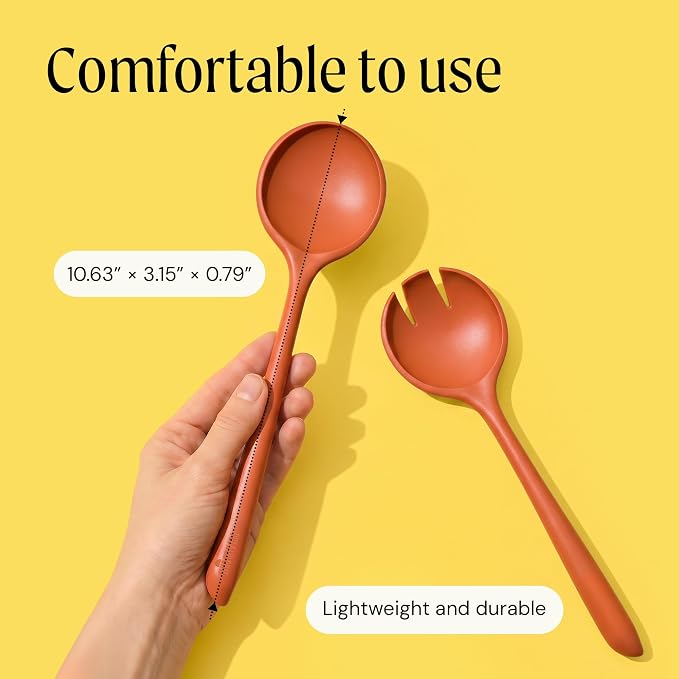 Salad Servers - Spoon and Fork Serving Set, Certified Recycled Food-Safe Plastic - Image 5