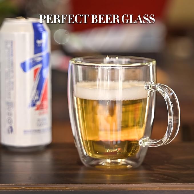 YUNCANG Double Wall Coffee Mugs, 16 Ounces-Clear Glass Cups - Image 6