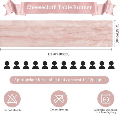 AGIRL Dusty Pink Cheesecloth Table Runner 120in Fall Boho Gauze Home Decor | - Image 3