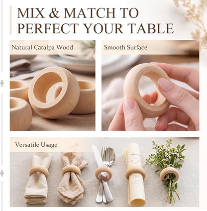 LemonRoad Set of 100 Wooden Napkin Ring Handcrafted Wooden Napkin Holder Rustic - Image 4