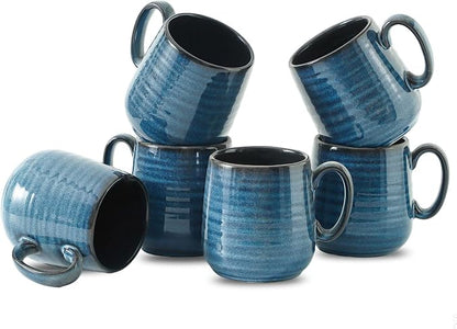 Coffee Mugs, 15 Ounce Ceramic Coffee Mug Set of 6, Reactive Glaze Tea Cups by JINGUS