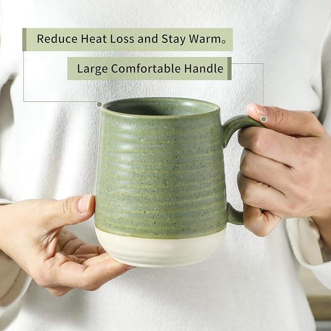 Hasense Stoneware Coffee Mugs Set of 6, 15 Oz Large Coffee Cups - Image 4
