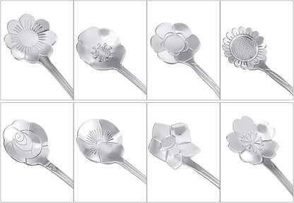 Maitys 16 Pcs Silvery Flower Coffee Spoons - Image 3