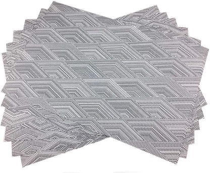 Gugrida Luxury Placemats Woven Vinyl Non-Slip Insulation Heat Stain Resistant Washable Table Placemats Kitchen Dining Table Top Meal Mat Place Mats PVC Set of 6, Shape of Grey Diamond