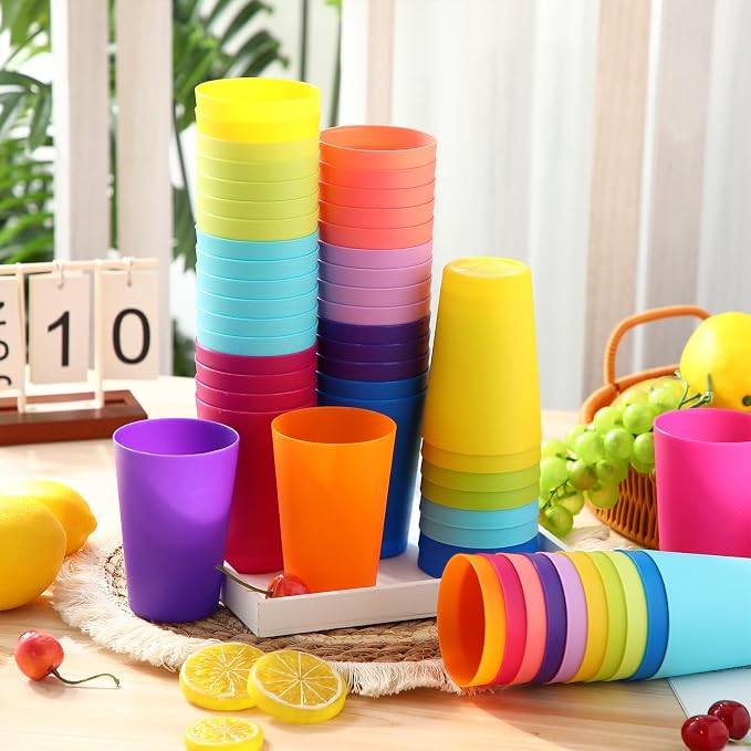 Patelai 100 Pcs usable Plastic Cups 8oz Drinking Cups Colorful Unbreakable - Image 3