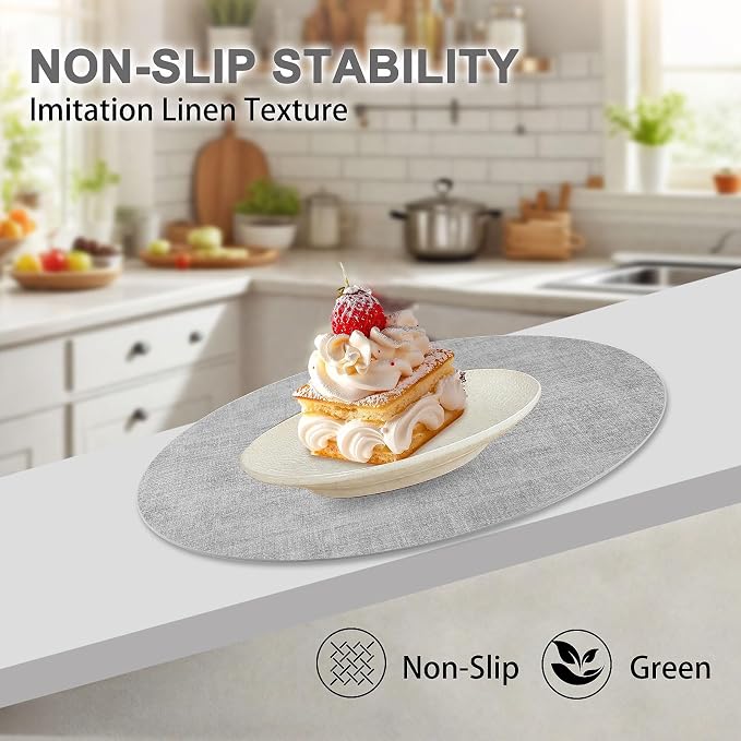 Round Faux Leather Placemats and Coasters, Reversible Heat Resistant Non-Slip - Image 4