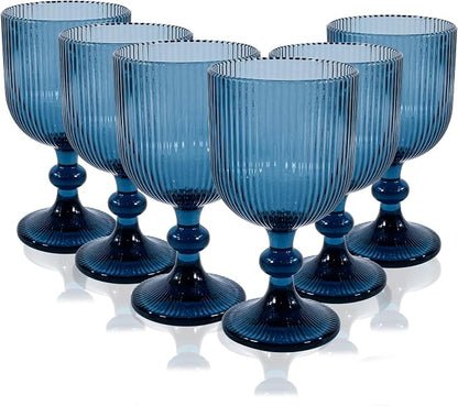 CHLJAR Blue Wine Glass Goblet Set of 6, 14 oz Blue Goblets Glassware, Colored by Unknown