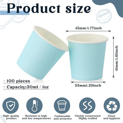 100 Pack 1oz Mini Coffee Cups Disposable Paper Cups Hot or Cold Beverage Cup - Image 2