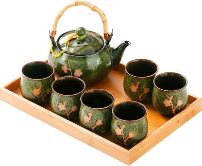 Traditional Japanese tea set, Kiln altered glaze Porcelain tea set by REOWONU