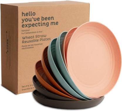 Reusable Wheat Straw Plates 8 Pcs by NookTheory