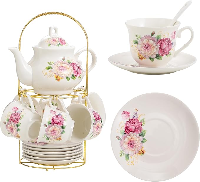 20-Pieces Porcelain Tea Sets For Women, Tea Set For Adult by TATSUMI