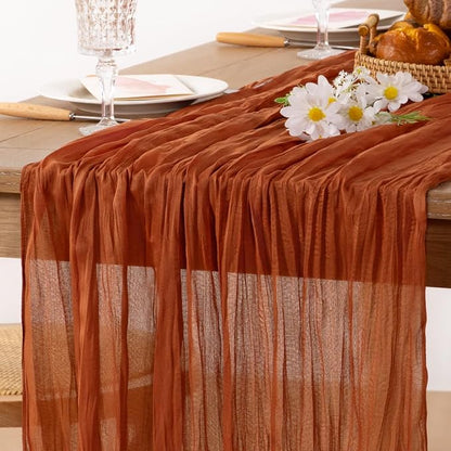 8 Pack Cheesecloth Terracotta Table Runner 10ft Rustic Gauze Decor | - Image 2