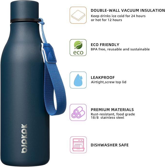 BJPKPK 18oz Insulated Water Bottle, Stainless Steel Bottle - Image 2