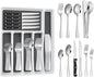 53PCS Silverware Set for 8 with Flatware Drawer Organizer, Stainless Steel Cutlery Set with Steak Knives, Include Spoons and Forks Set & Serving Utens, Dishwasher Safe, Heavy Duty, Silver