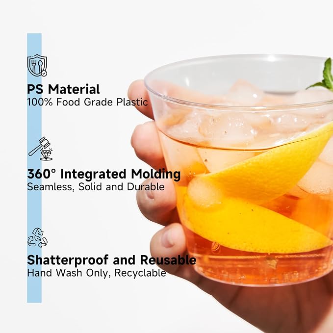 RACETOP 9 oz Clear Plastic Cups 100 packs, Disposable Plastic Party Cups - Image 11
