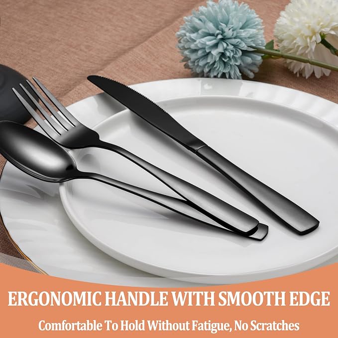 40 Pcs Black Silverware Set, Stainless Steel Flatware Set - Image 5