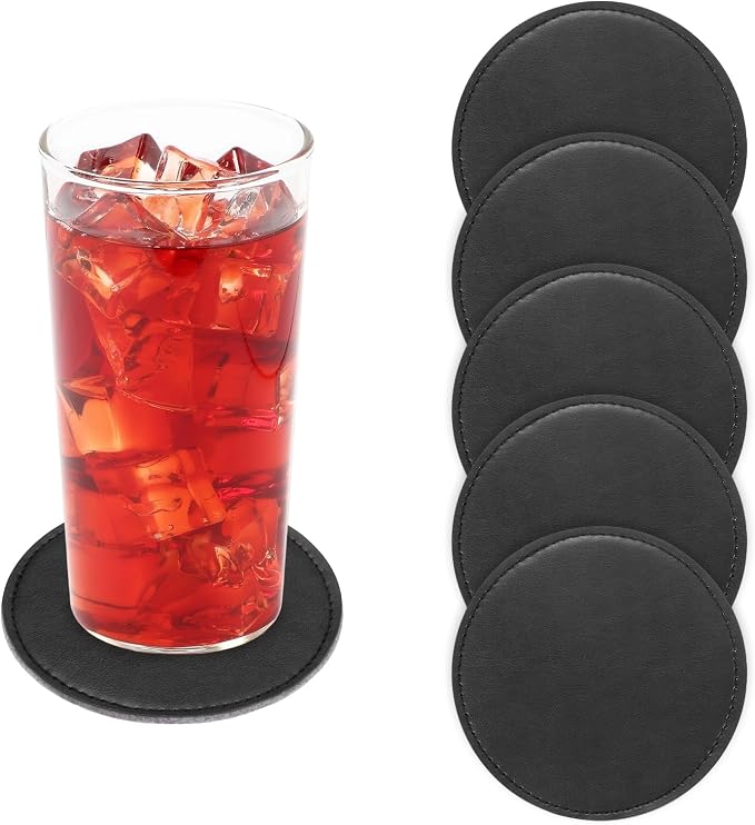 uxcell 5Pcs PU Leather Coasters by uxcell
