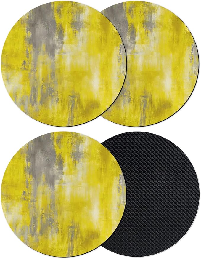 Vintage Yellow Coasters Set of 4, Absorbent Coasters by Unknown