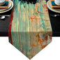 Green Teal Abstract Modern Art Table Runner 13x72 Inch Rustic Wood Texture by ZCHOMI