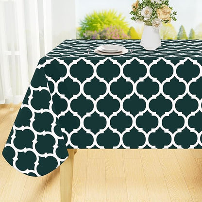 Smiry Rectangle Table Cloth, Waterproof Vinyl Tablecloth with Flannel Backing for Rectangle Tables, Wipeable Spillproof Plastic Tablecloths for Dining, Indoor and Outdoor (52"x70", Hunter Green)