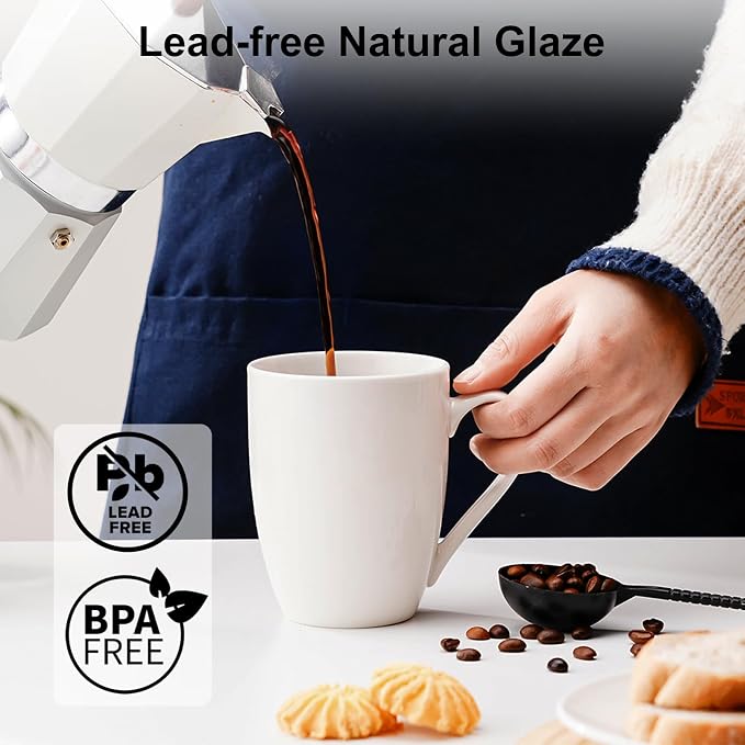 PARACITY Coffee Mug Ceramic, Large Coffee Cups Ceramic Set of 2, 12 OZ White - Image 4