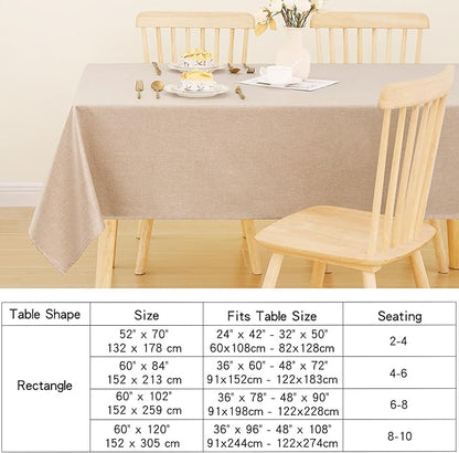 Smiry Rectangle Polyester Table Cloth, Waterproof Burlap Fabric Tablecloth, Washable Decorative Farmhouse Table Covers for Kitchen, Dining, Parties, 60x84, Champagne