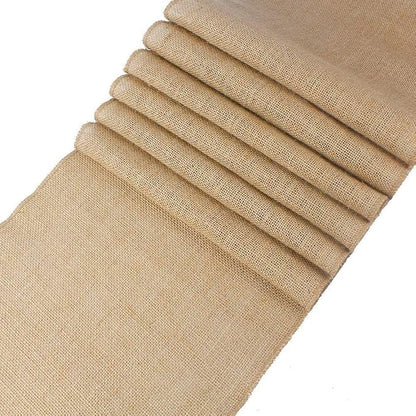 MDS® Pack of 10 Natural Burlap Table Runner, 12 x 108 Inch, Jute Vintage Rustic - Image 8