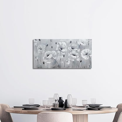 Belmrxne Flower Wall Decor Grey Wall Art Modern Canvas Painting Funny Artwork for Living Room Bedroom Dining Room Bathroom Kitchen Office 12x24 Inches