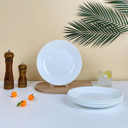 White Bone China Dinner Plates 10.5 Inch Set of 6 Microwave Dishwasher Safe | - Image 3