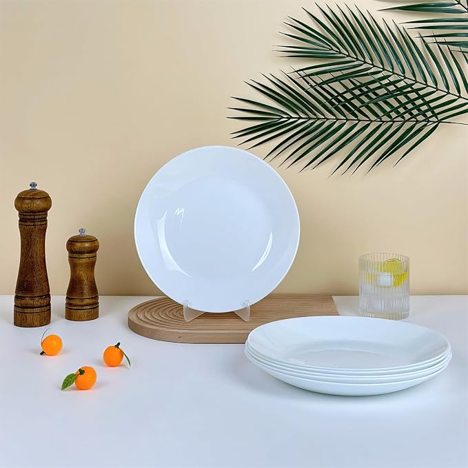 White Bone China Dessert Plates 8.5 Inch Set of 6 Microwave Dishwasher Safe | - Image 3