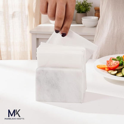Marble Mini Napkin Holder 3" x 4" Inch White Serviette Holder - Image 4
