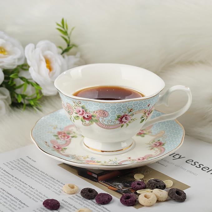 fanquare Colorful Floral Porcelain Coffee Cups - Image 4