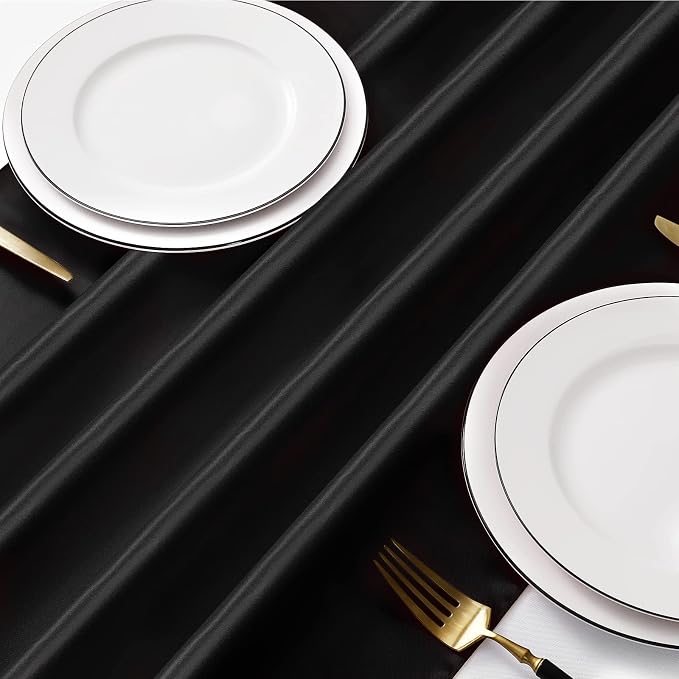 Manyshofu Black Satin Table Runner 12x108 - Image 3